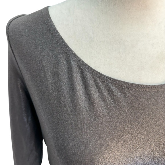 Sarah Pacini Long Sleeve Round Neck Metallic T Shirt Top Size L - Picture 4 of 9